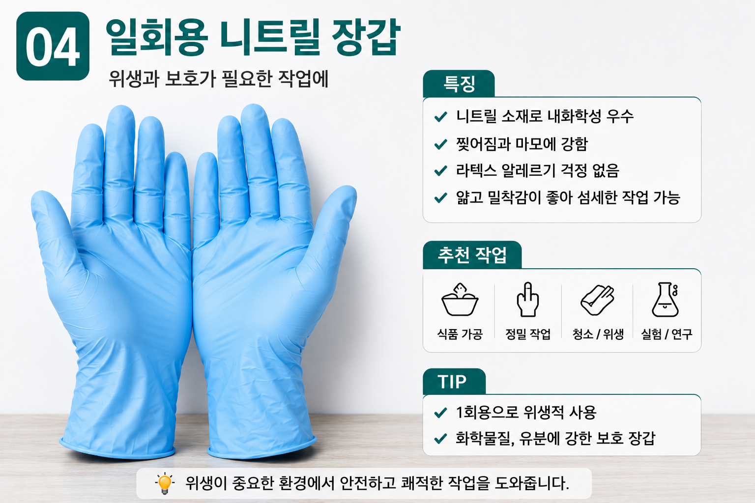 일회용 니트릴 장갑 - 오일과 오염 방지용 장갑